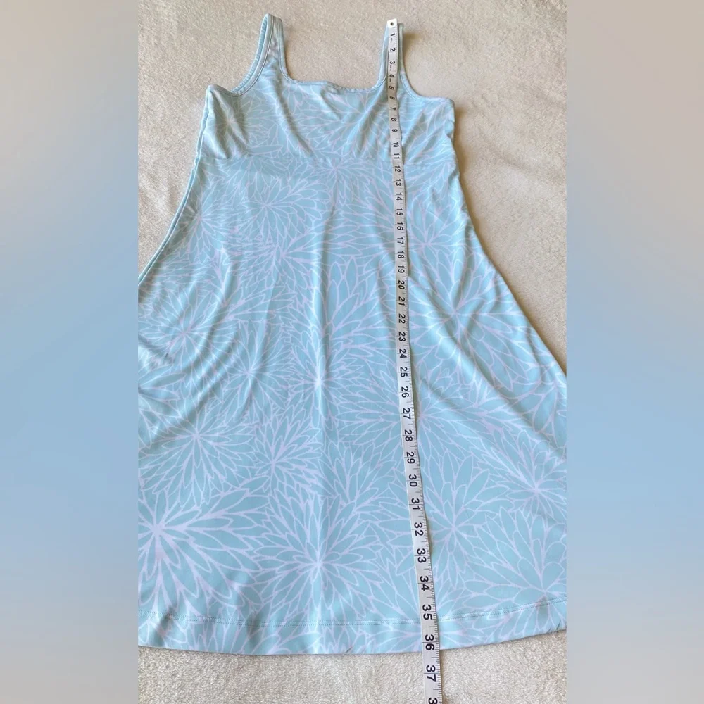 Columbia PFG Aqua Blue Floral Print Tank Dress UPF 50 Moisture Wicking Freezer - Picture 10 of 14